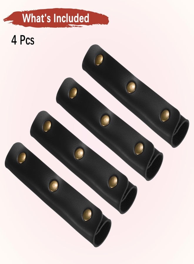 TIXIPEM Leather Handle Wrap [4PCS] - Handbag Handle Wrap Cover with 3 Metal Clasps Use for Suitcases & Bags & Shopping Totes & Wallets - [Black-5IN/13CM] Soft Purse Strap Pad - Image 4